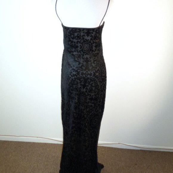 Emanuel Ungaro black burn out velvet maxi spaghetti straps evening party dress M - Picture 5 of 7